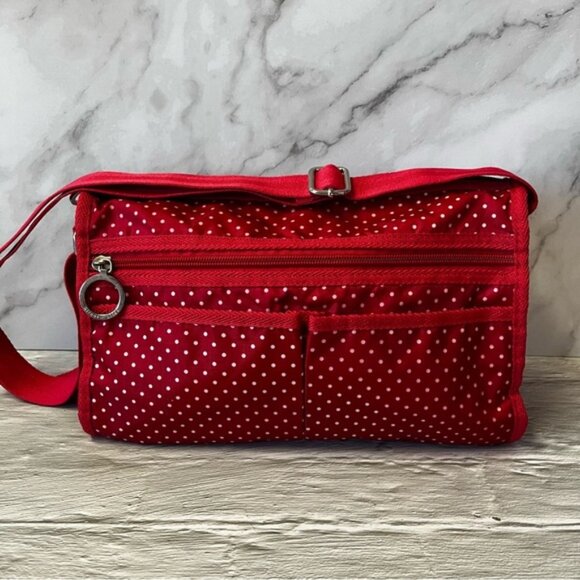 Street Lites Red/White Polka Dot Nylon Crossbody Bag - Picture 1 of 13